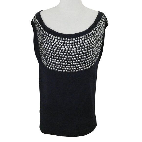 CECILIA DE BUCORT studded jersey top sz M NWT navy blue - Picture 1 of 7